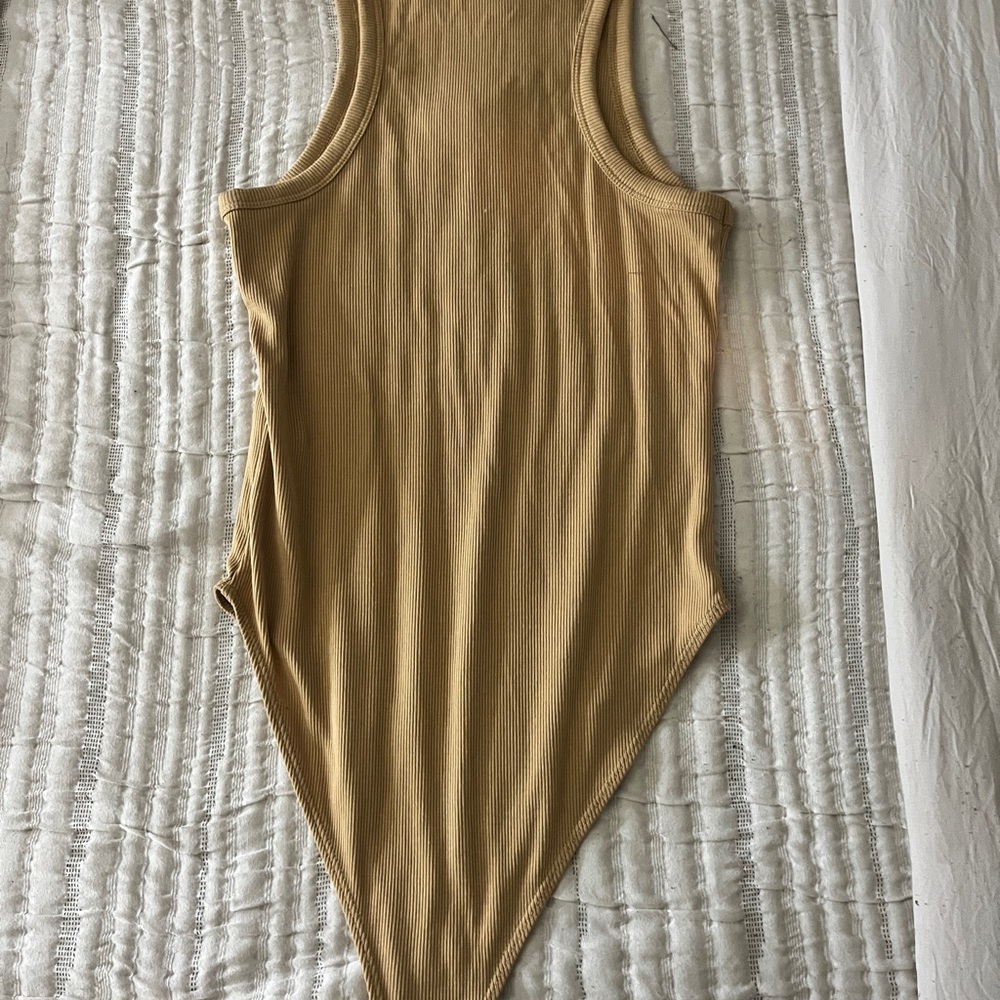 Tan Ribbed Bodysuit - Picture 2 of 3